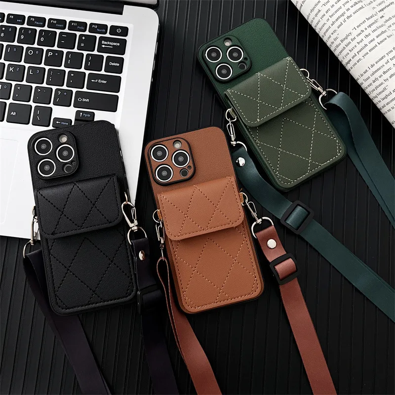 Works with iPhone16promax case iPhone13 Plug-in card iPhone12 strap iPhone11 Diagonal iPhone xr card case iPhone15