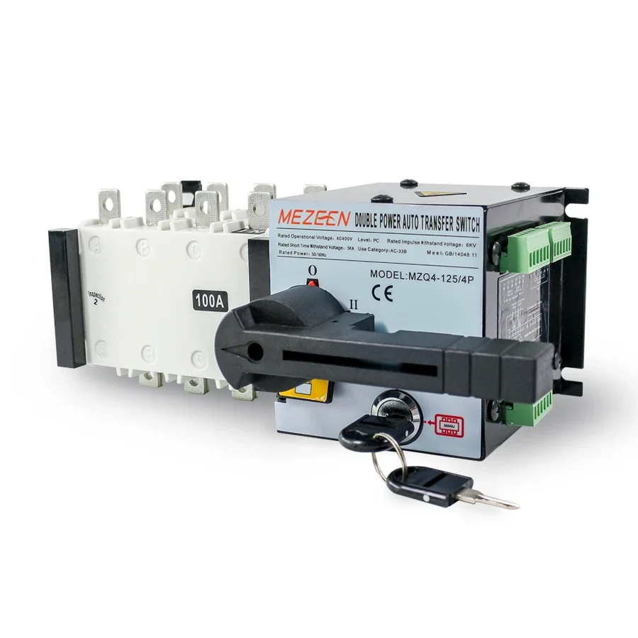 

MZQ-125 PC Class Automatic Transfer Switch 4 Pole ATS 100A Automatic Changeover Switch 125A 400 630 Amps