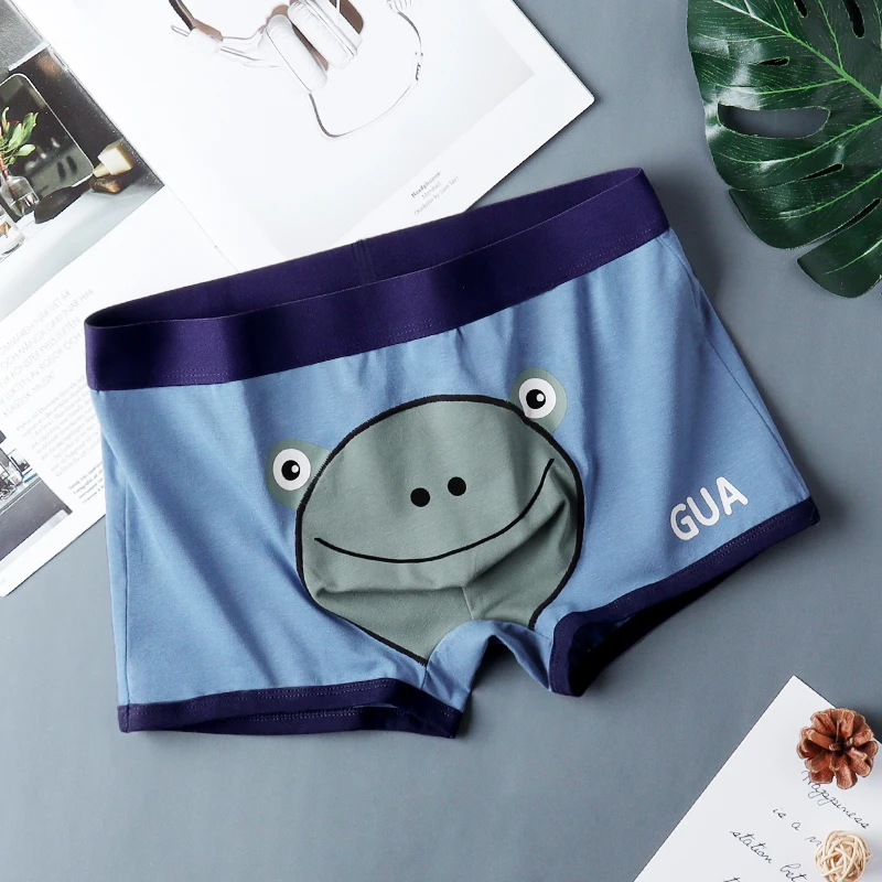 SQINUSQN New men\'s boxer panties Breathable men\'s underwear cute little frog Comfortable Men Underpants size M-4XL