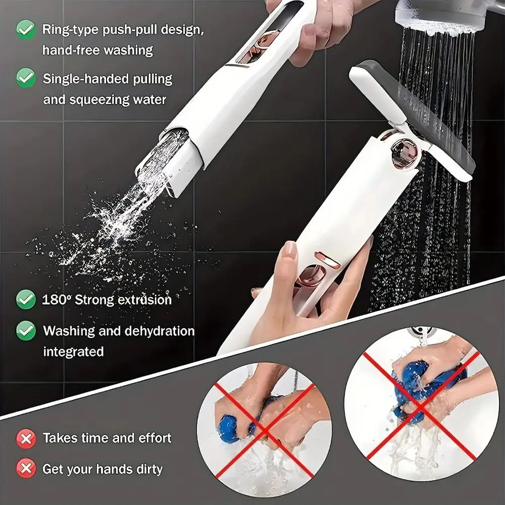 Foldable Mini Mop Water-absorbing Dry and Wet Dual-use Kitchen Small Mops Rotatable Lightweight Lazy Handheld Mop