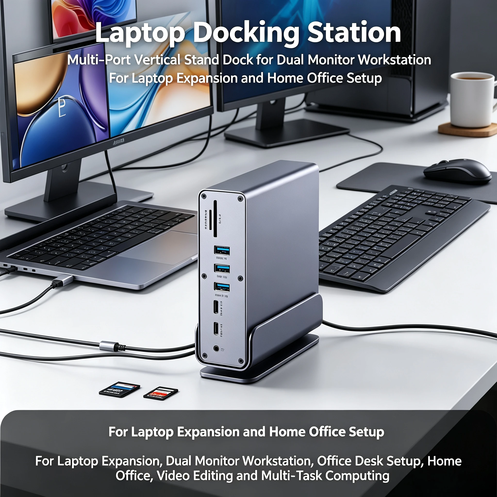 Type-C Docking Station 15-in-1 Compatible with Thunderbolt 4 Gigabit Ethernet Port desktop Vertical USB Multi-Interface Splitter