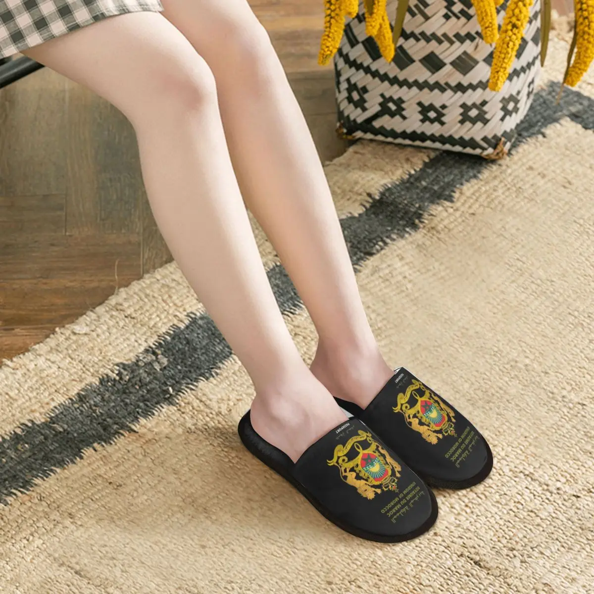 Custom Print Women Moroccan Passport Kingdom Of Morocco House Slippers Cozy Warm Memory Foam Fluffy Slipper Indoor Outdoor Shoes