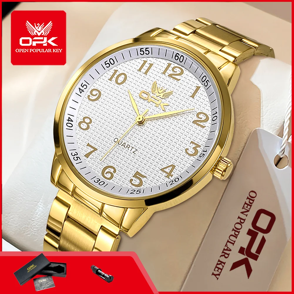 OPK 6008 Luxusmarken-Quarzuhren für Herren Wasserdichtes Digitalzifferblatt Edelstahl Business Dress Hochwertige Herren-Armbanduhr