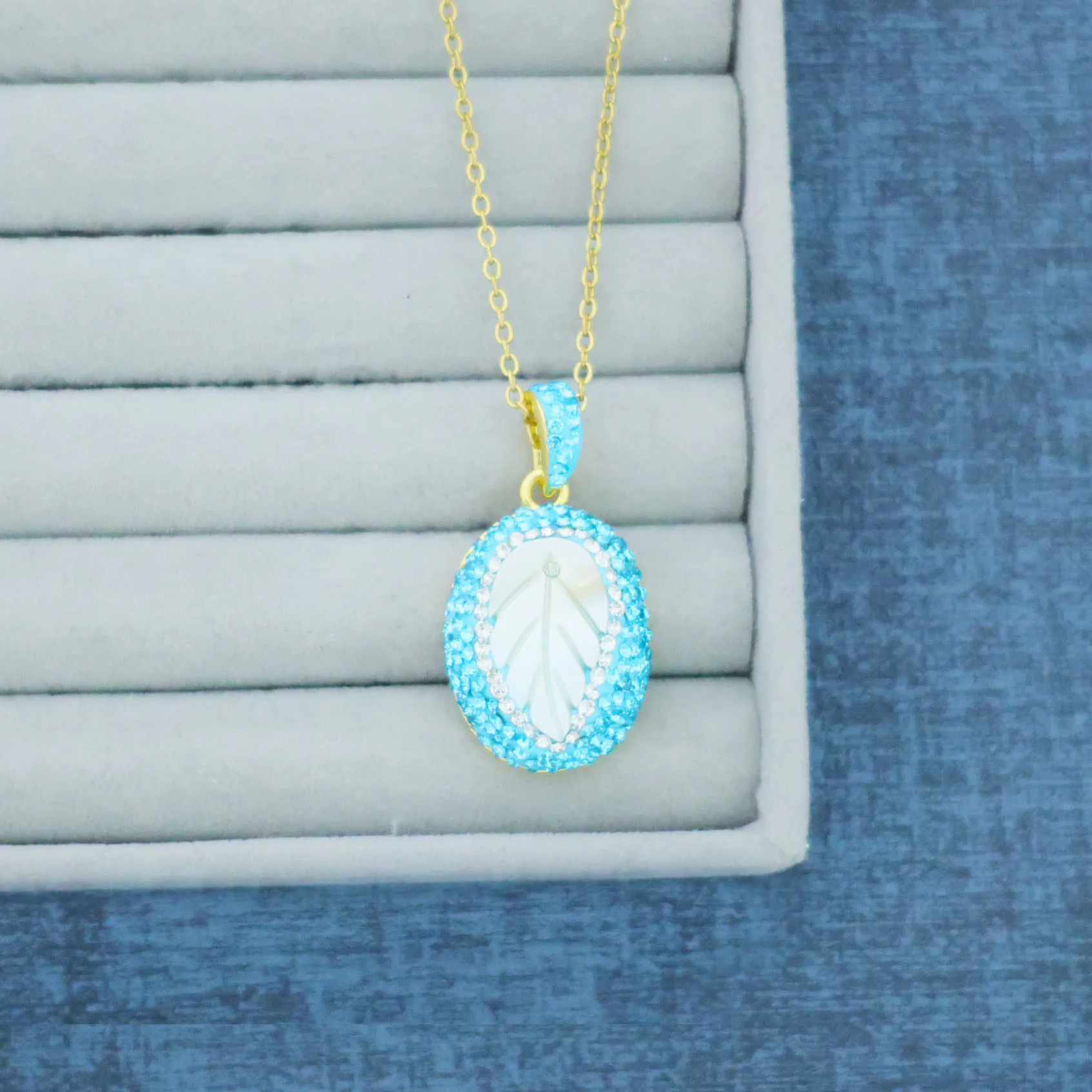 Natural shell fritillary hand-carved leaves DIY European and American personality fashion earrings necklace ring set - view 2