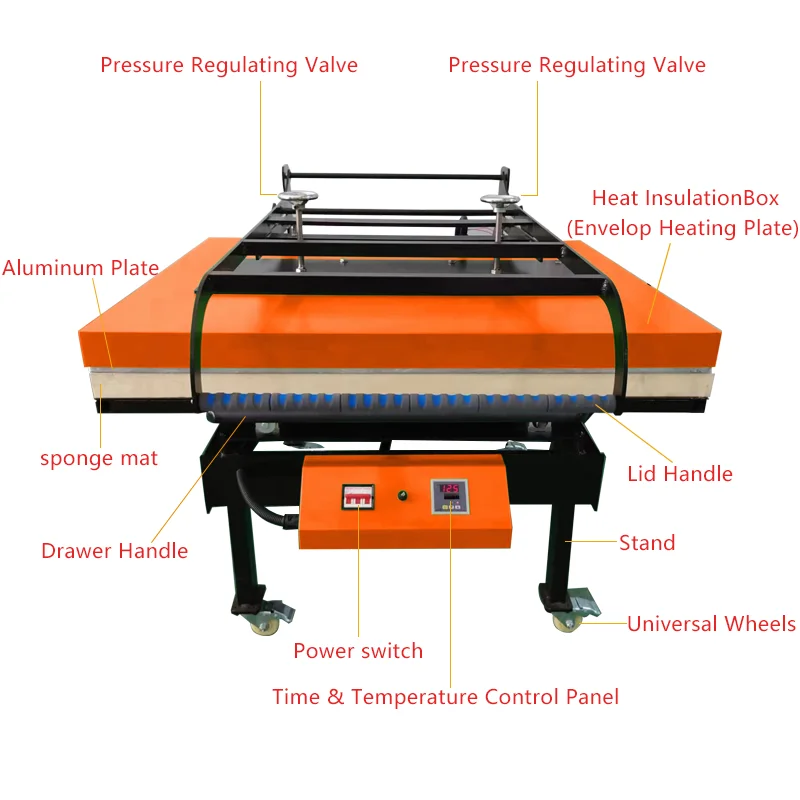 100x120cm Manual Flatbed Sublimation Garment Heat Press Machine Electric Driven T-Shirt Mouse Pad