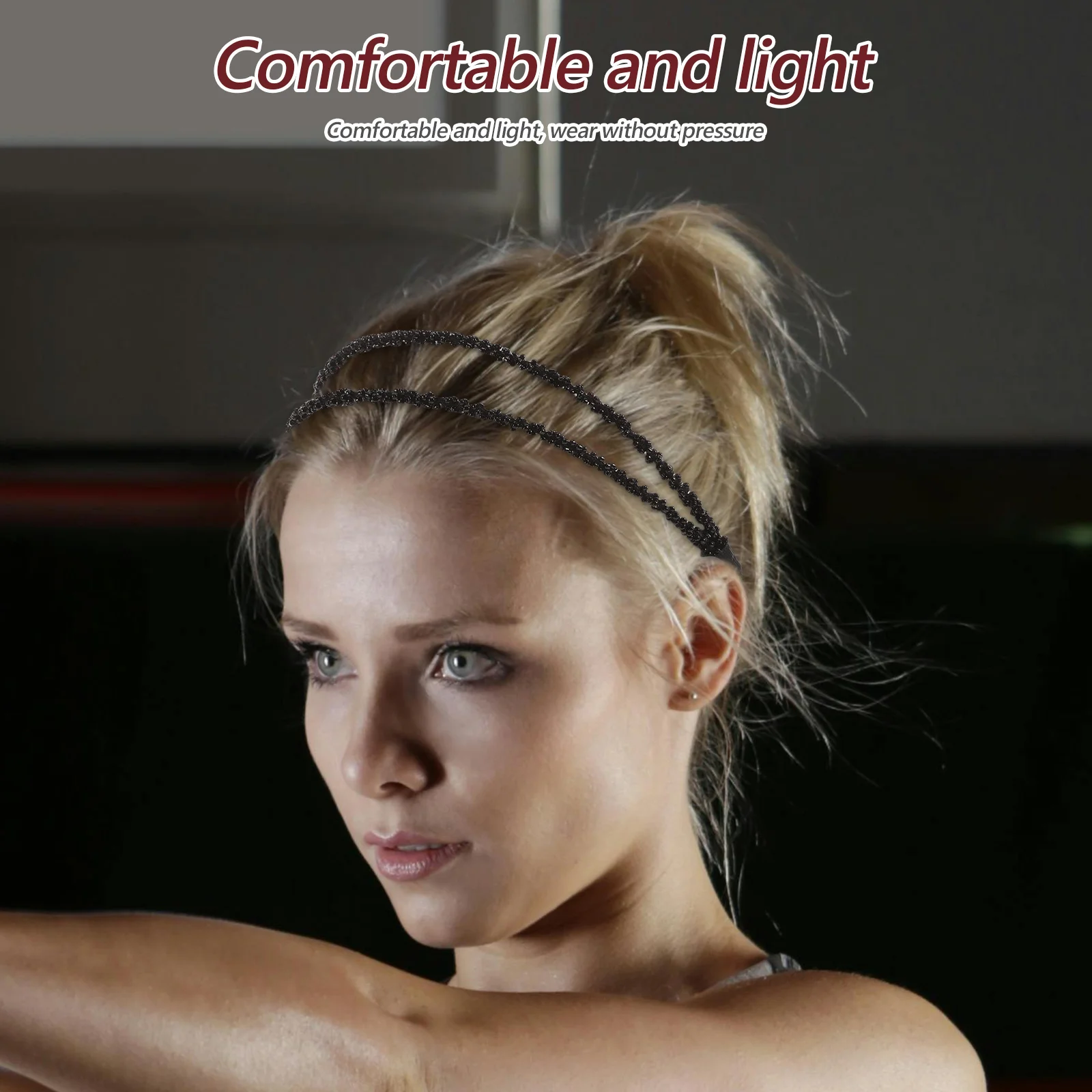 

Bohemian Beaded Headband Elegant Stretchy Hair Chain For Women Fashion Statement Headpiece Wedding Party Prom Decor