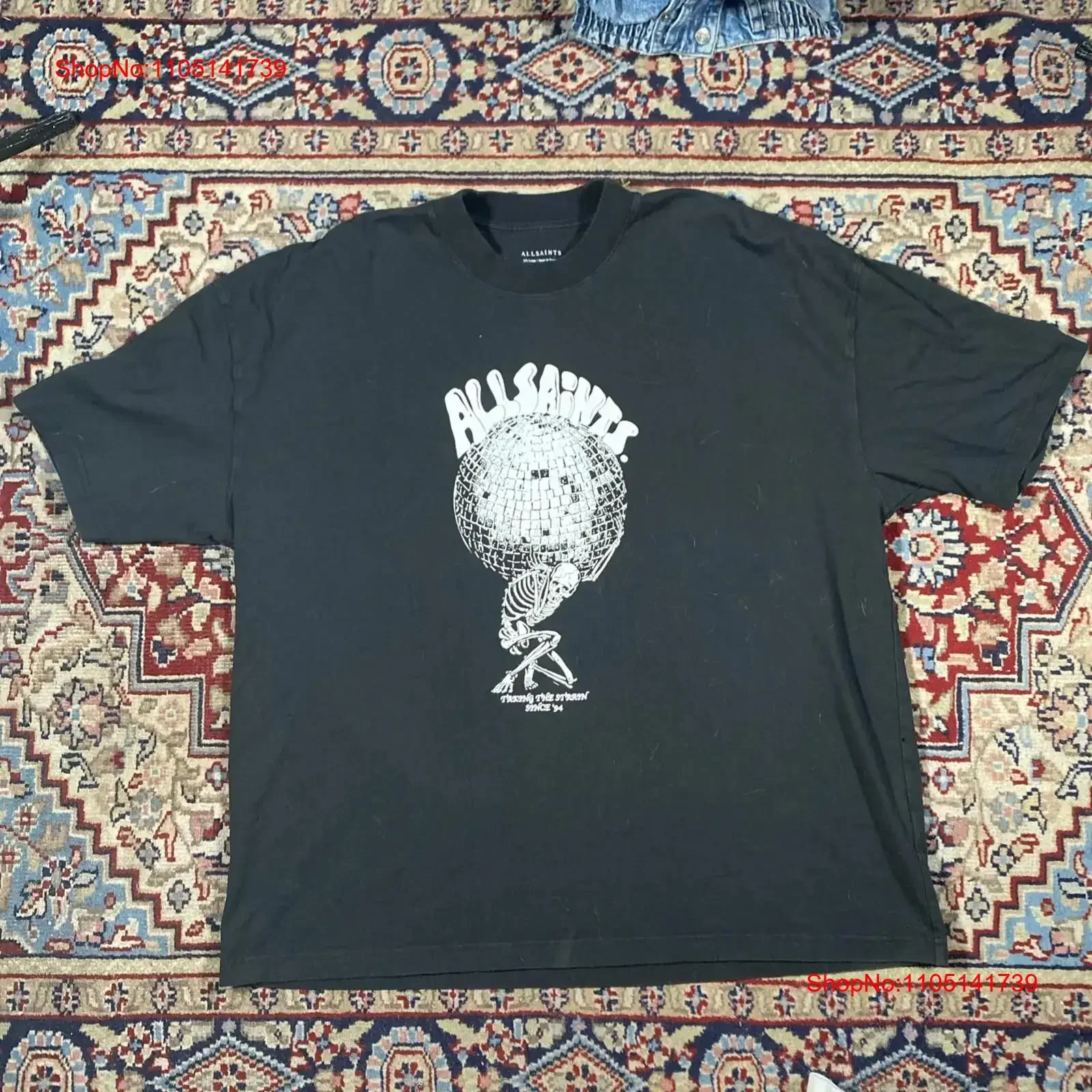 

Черная футболка All Saints Burden, размер XXL, повседневная винтажная стираная мягкая растянутая модная универсальная дизайнерская одежда с графикой