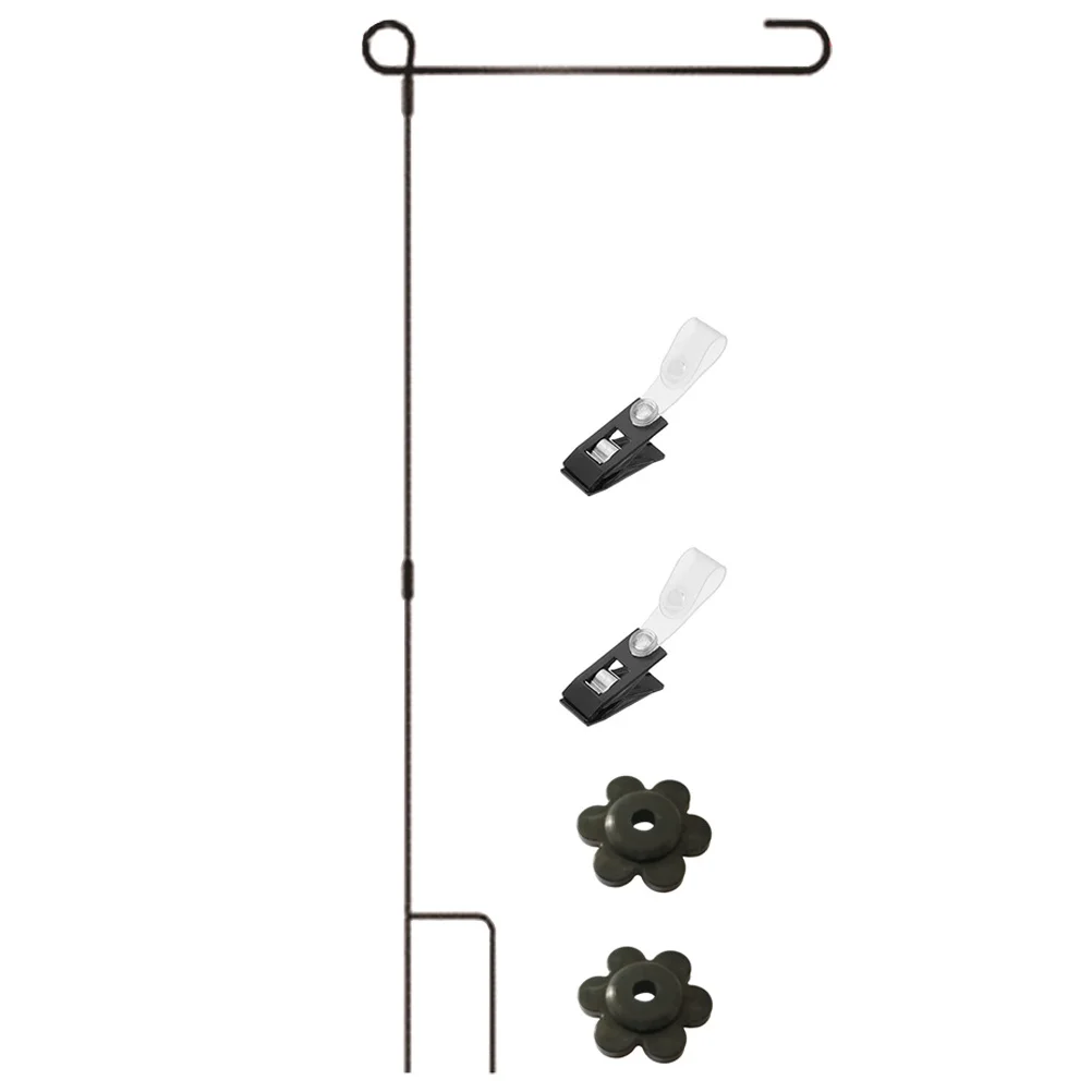 

1 Set Of Garden Holder Stand Iron Flagpole For Outdoor Yard Garden Decor Lawn Flag Rack Festive Party Decoration Flag Clips