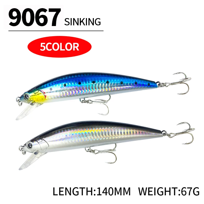 Sinking Heavy Minnow Lure 67g 140mm Super Long Casting Hard Lure Winter Artificial Fishing Baits Wobblers Seabass Fishing Lures