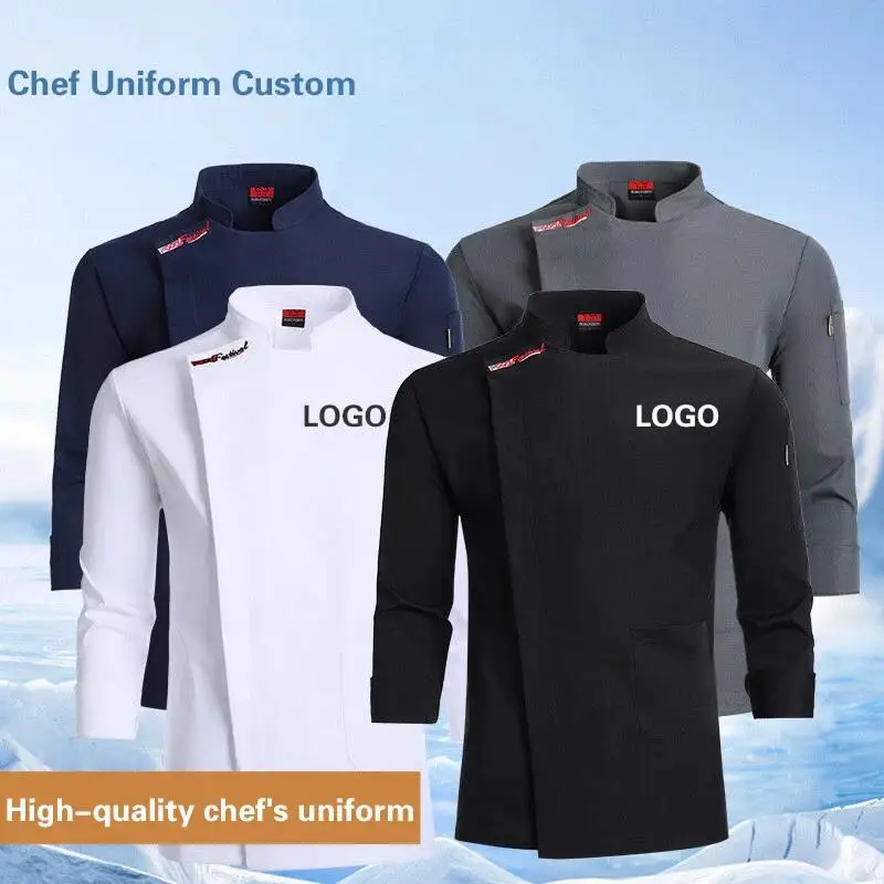 

Униформа шеф-повара, мужская одежда для повара, унисекс, ресторанная кухонная рубашка, куртка с длинными рукавами, кондитерская куртка, рабочая верхняя персонализированная печать логотипа