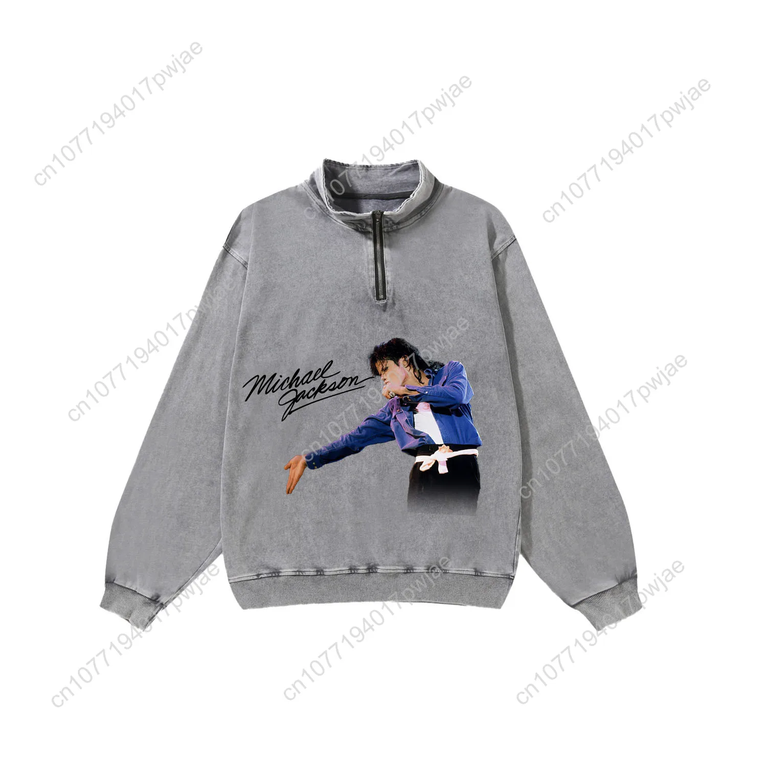 Michael Jackson Singer Custom Retro Sweatshirt Mans Womans Half Zipper Vintage Sweat Shirt Photo CustomMade Long Sleeved Tshirt