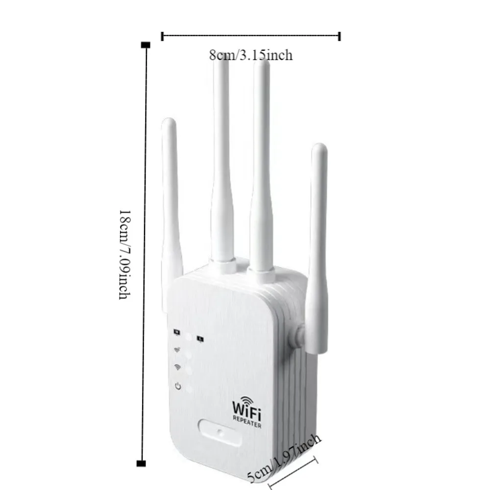 Anti-interference 4 Antennas WiFi Repeater High Speed Stable WiFi Extender Heat Dissipation Dual Band WiFi Booster Office
