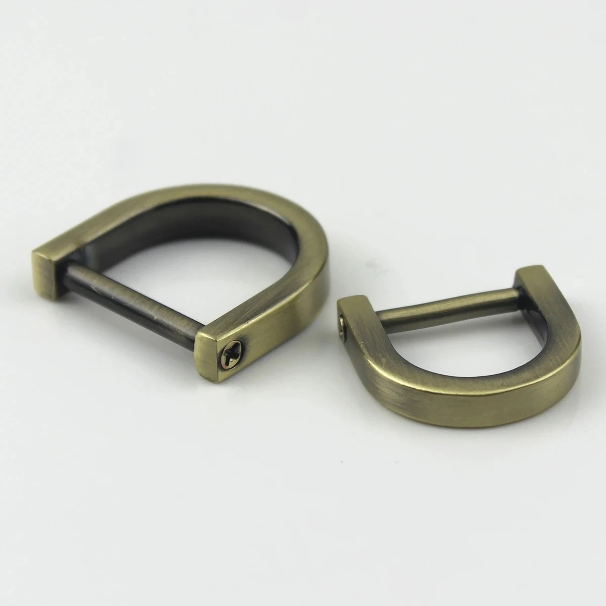 2er-Set Metall-D-Ring-Schäkel mit Schraubverschluss für Lederhandwerk, Taschenriemen, Gürtelschnallen, Griffe und Schultergurte – Detail 4