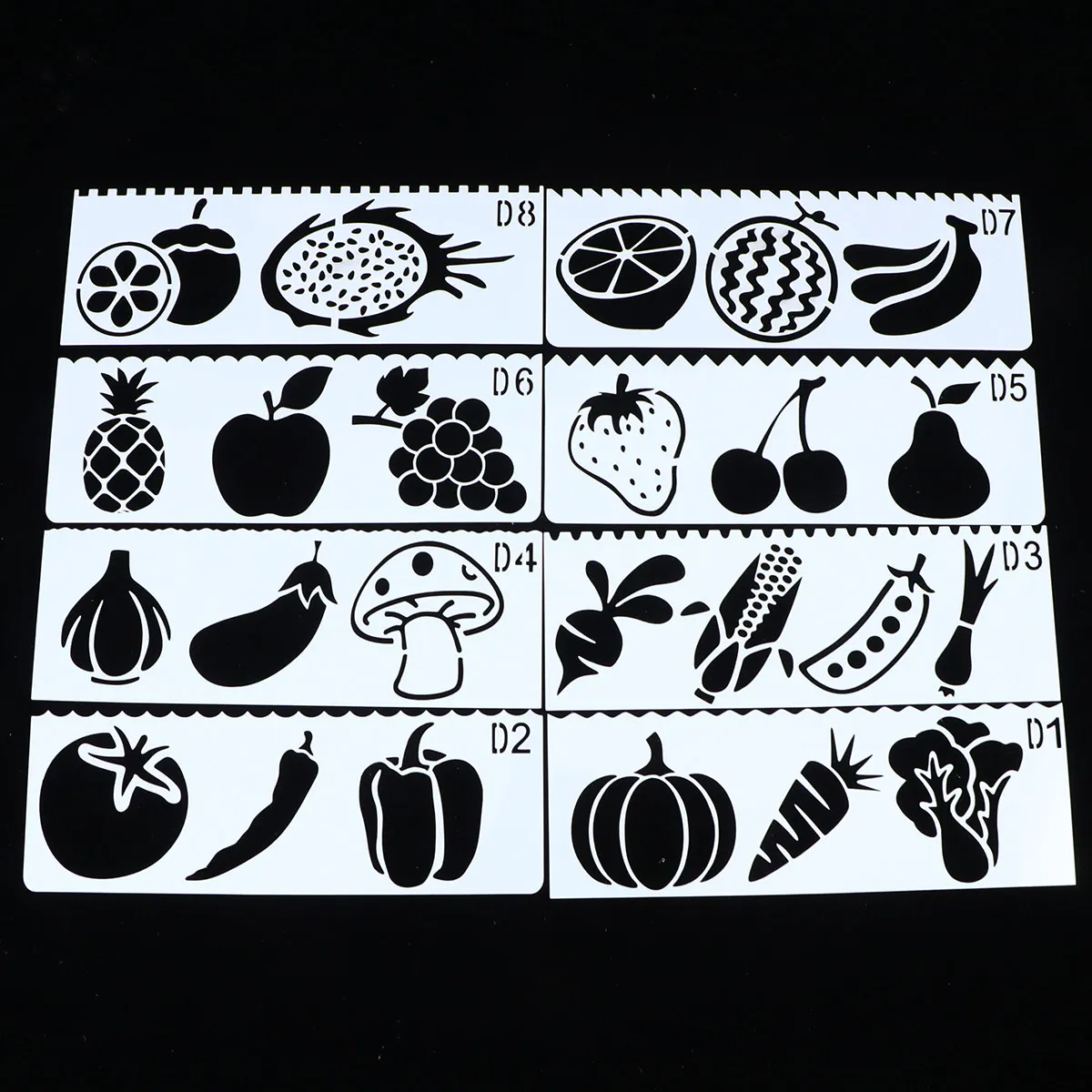 32Pcs Painting Template Set Vegetable Fruit Plastic Reusable Drawing Stencils DIY Preschool Educational Crafts