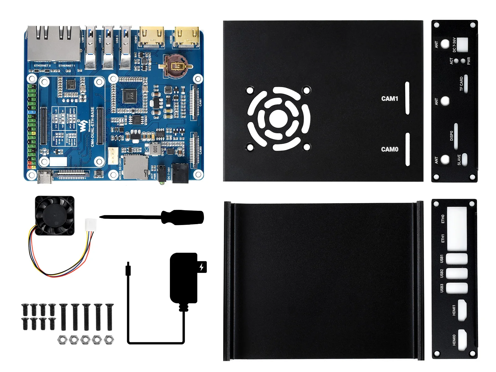 Imagem -06 - Waveshare Duplo Gigabit Ethernet Mini-computador Baseado no Módulo de Cálculo Raspberry pi Não Incluído Caixa de Metal com Ventilador de Refrigeração