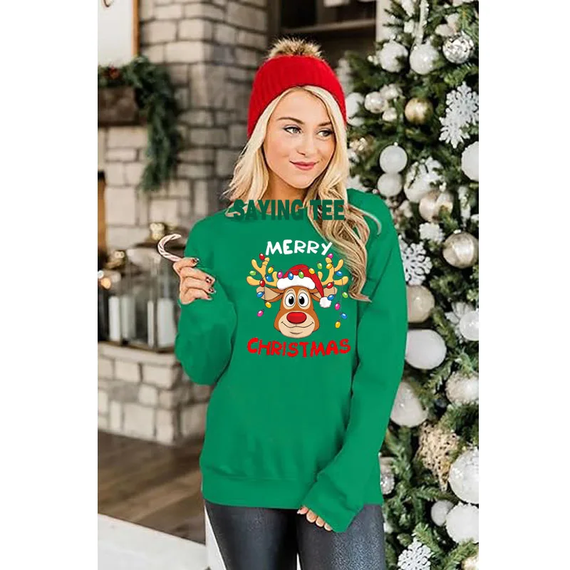 Frohe Weihnachten Rentier Weihnachten Familie Männer Frauen Pullower Sweatshirt niedlichen Langarm T-Shirt Mode Baumwolle Pullover Weihnachts kostüm – Detail 7