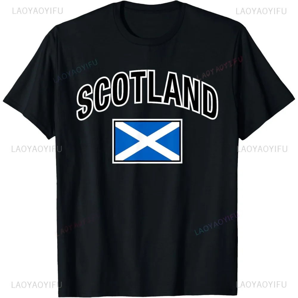 Vintage Style Scotland Flag Graphic Printed Women T-Shirt Fashion Casual Short Sleeve Man Streetwear Short Sleeve Harajuku Tees