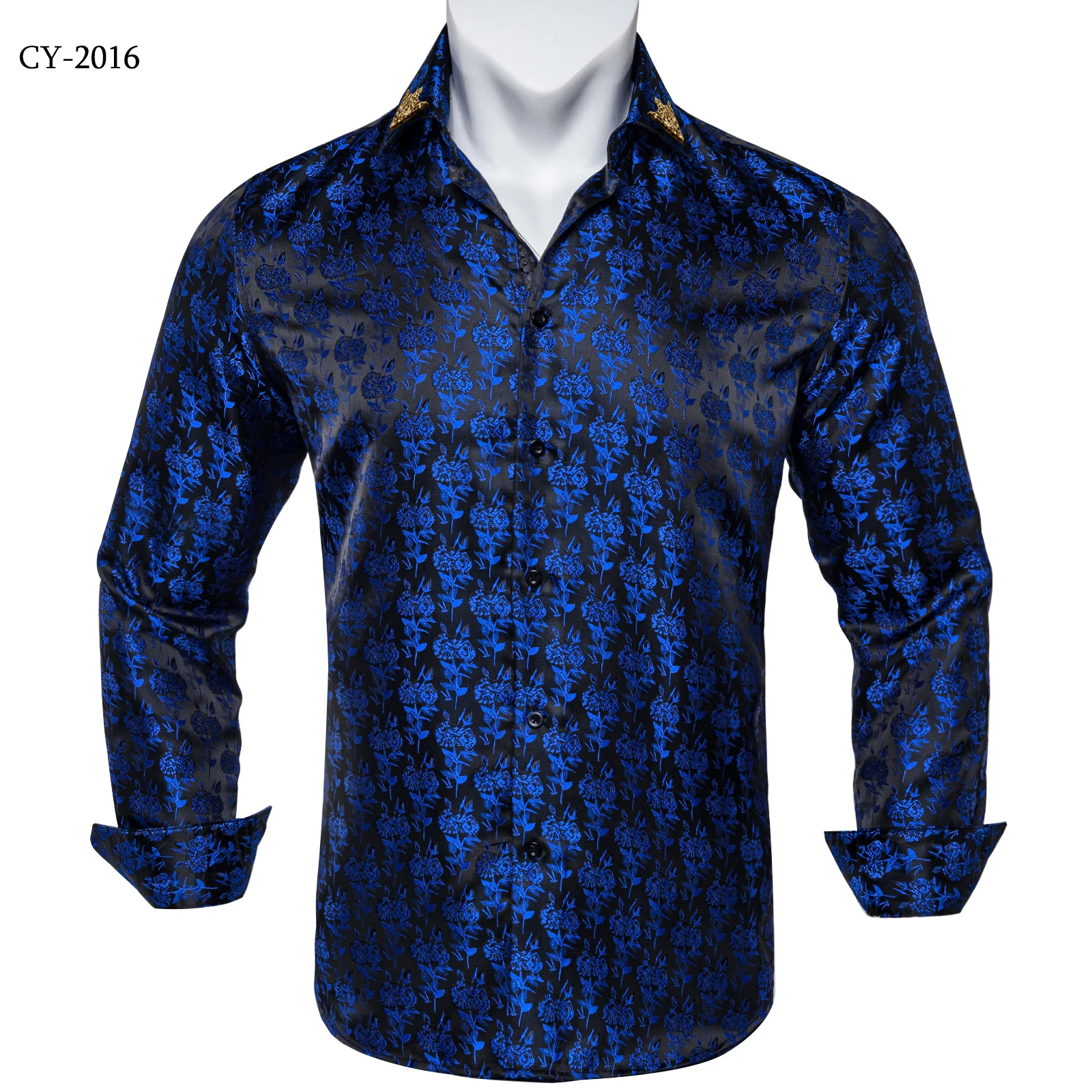 Camicia Uomo Manica Lunga Nero/Oro - Stampa Casual - Vestibilità Regolare