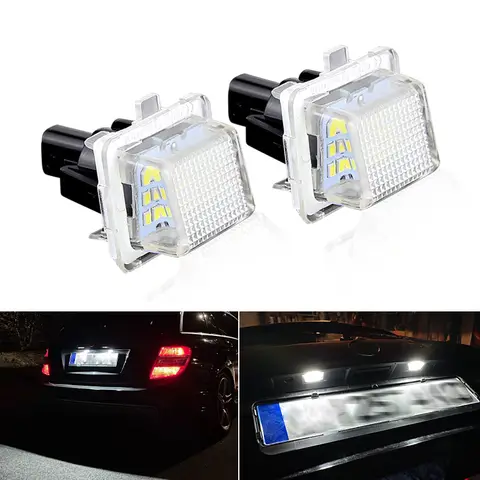 2PCS LED 라이센스 번호 플레이트 라이트 램프 오류 무료 메르세데스-벤츠 W221 C216 W204 W212 LED 라이센스 플레이트 램프 6000K 흰색 12V