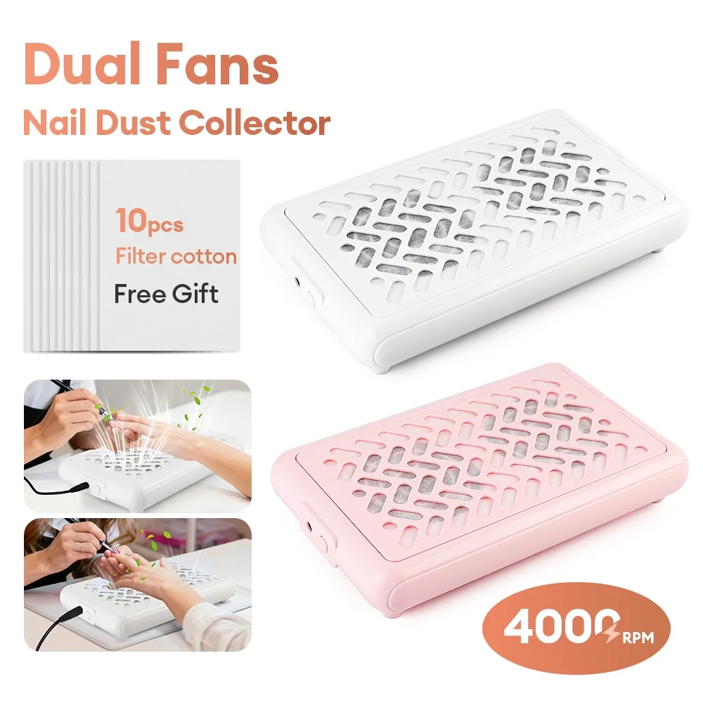 

4000RPM Powerful Nail Dust Collector Dual-fan Professional Turbo Vacuum Cleaner Brushless Nail Dust Fan Manicure Salon Equipment