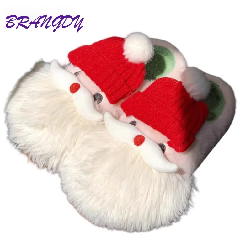 

BRANGDY Fashion Quality Christmas Cotton Slippers Winter Cute Plush Home Warmth Couple Boys and Girls Same Cotton Slippers