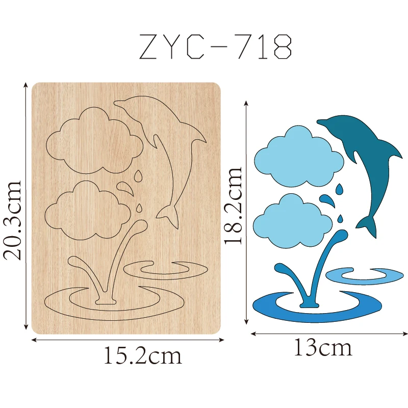 

ZYC-718 dolphin wooden cutting mold suitable for diecutting machines