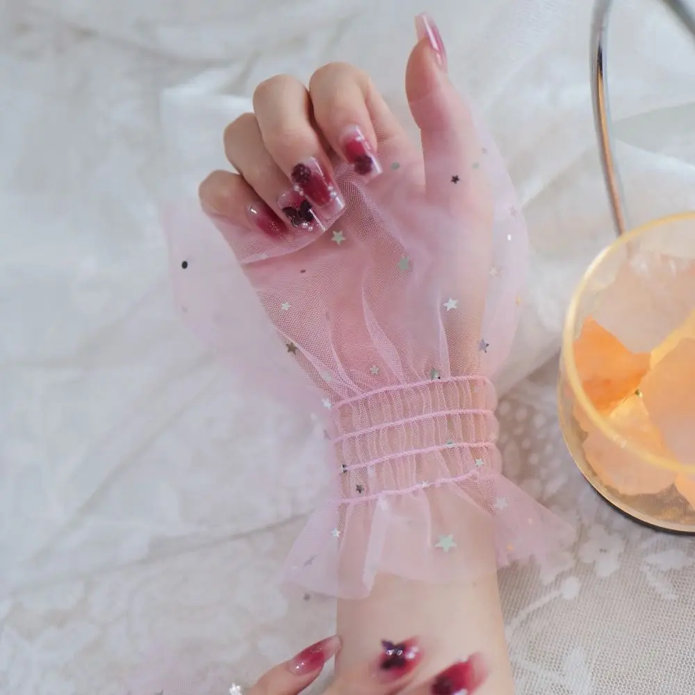 إكسسوارات الموضة ستار يلمع شبكة أكمام أذرع تبريد تنفس مشرقة كاذبة الأصفاد المعصم الكفة الأظافر استوديو التصوير
