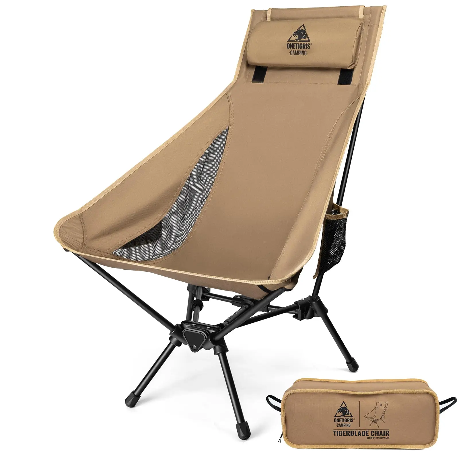 

Portable Camping Folding Chairs With Pillow Design Outdoor High Back Comfortable Widened Seat Chair For Fishing Trekking Parties