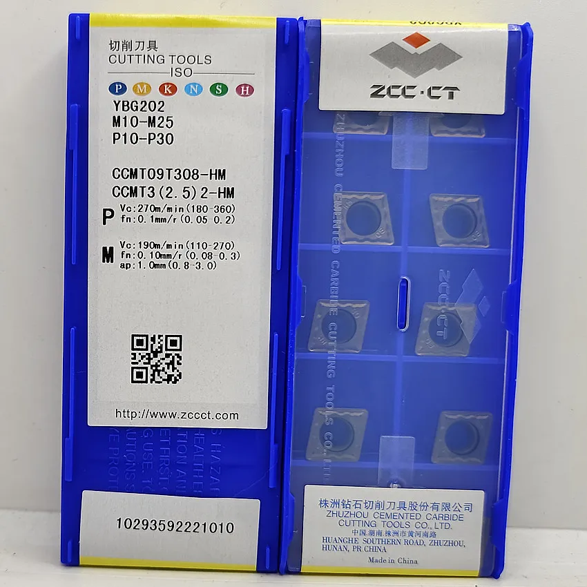 CCMT09T308-HM YBG202 CCMT09T308 CCMT32.52 ZCC.CT CNC blade carbide inserts Turning inserts For Steel, Stainless steel 10pcs/box