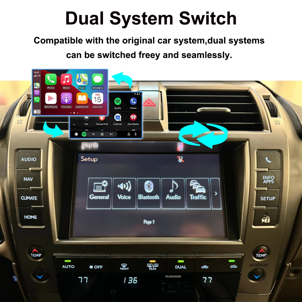 Drahtloses Carplay Android Auto Interface OEM-Bildschirm-Upgrade-Modul für LEXUS GX460 2014–2021