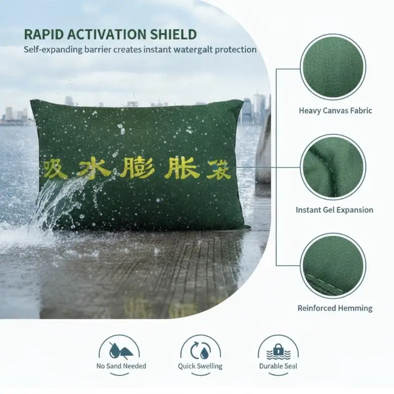 Quick Water Absorption Self Expanding Flood Bag Leak Proof Tear Resistant for Home Yard Window Door Rain Season Flood Preventio