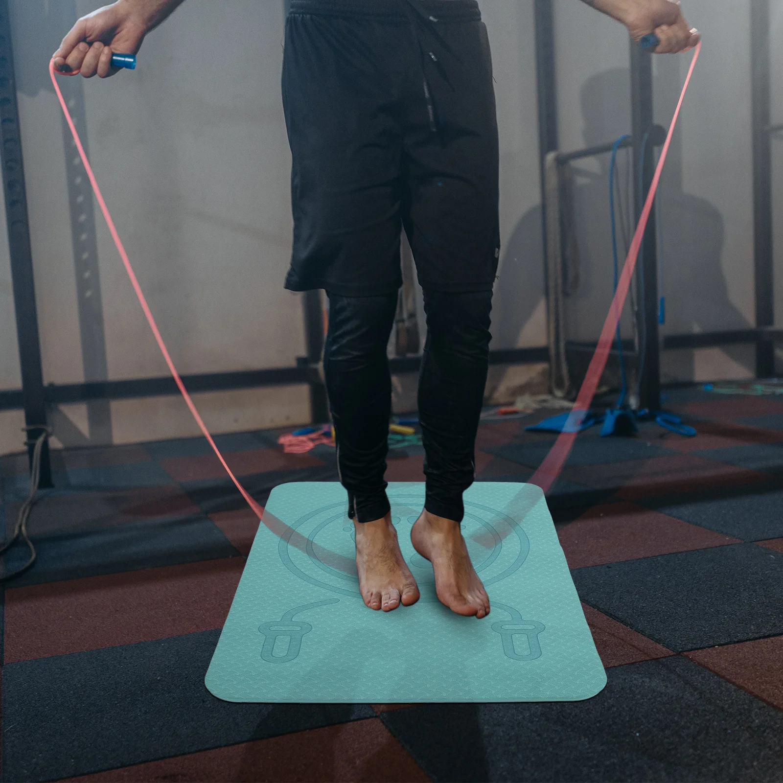 

Versatile Household Workout Mat 40x40 Inch Tpe Jump Sports Mat Non-Slip Comfortable Fitness Tool