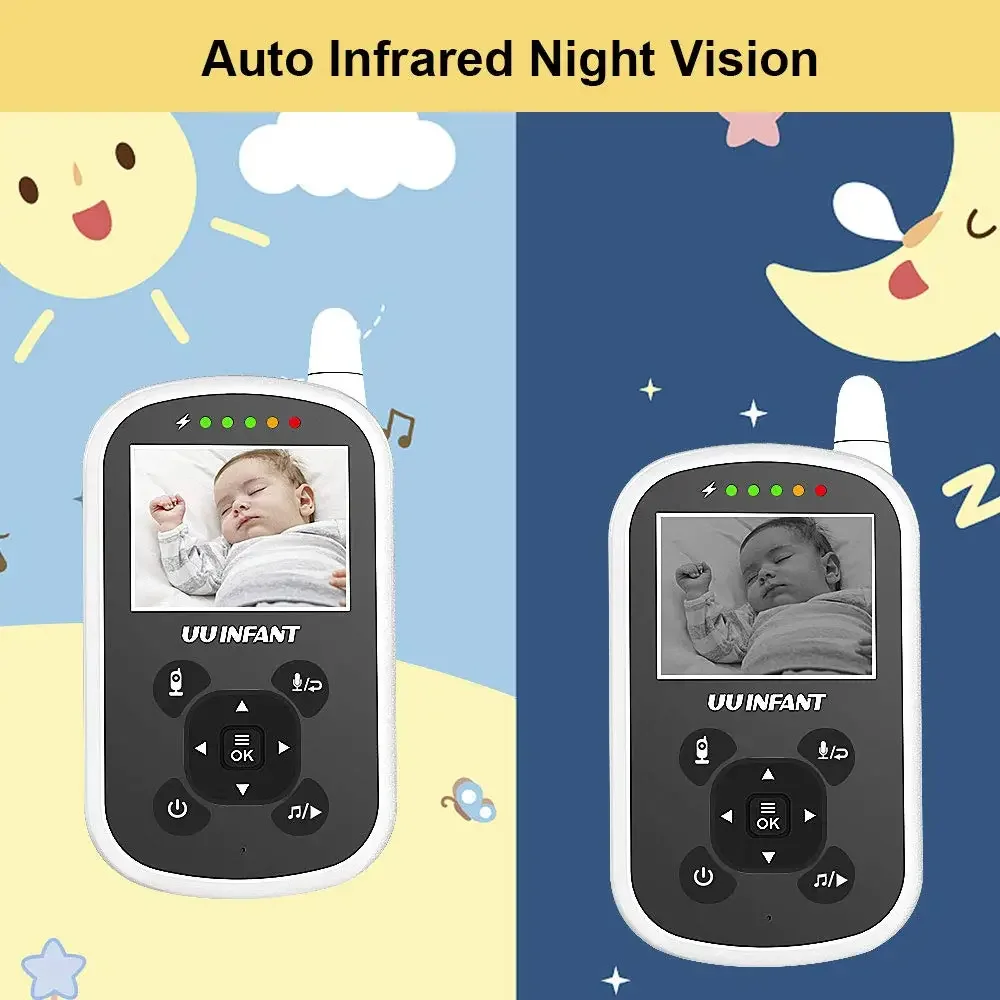 Moniteur vidéo pour bébé avec caméra, vision nocturne automatique, conversation bidirectionnelle, moniteur de température, berceuses, produits portables pour bébé