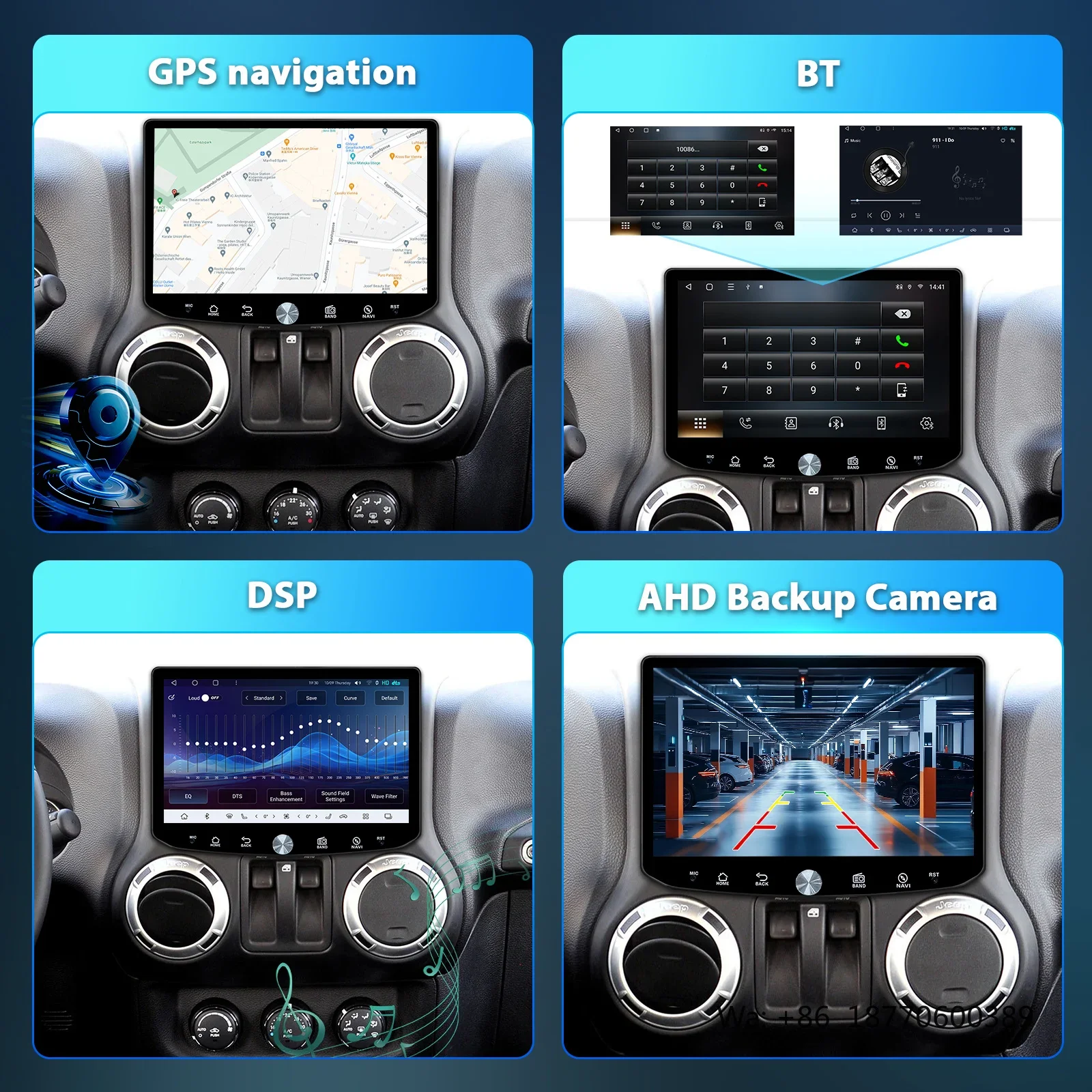 11.5 Inch Radio Screen DVD Player Snapdragon 665 for Jeep Wrangler JK 2011-2017 Touchscreen Wireless Android Auto 4G Multimedia