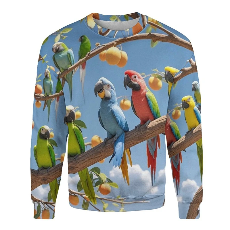 Cute Parrot Ugly Christmas Sweater For Men Clothes Hawaii Animal Female Pullover Parrots Graphic Sweatshirt Harajuku Y2k Tops