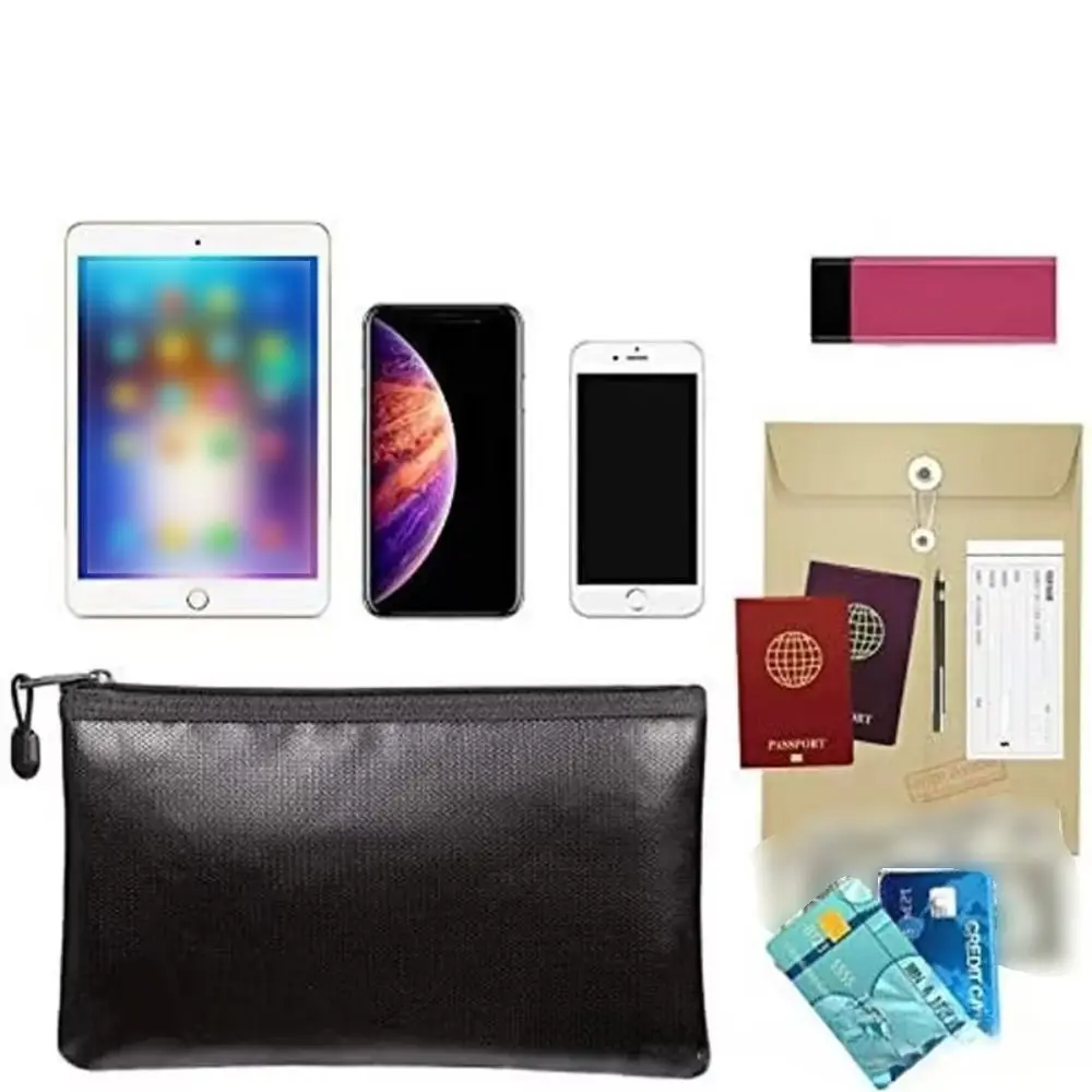 High Temperature Resistant Fireproof Document Bag with Zipper Square Fire Safe Storage Pouch Multi-Purpose 4 Sizes