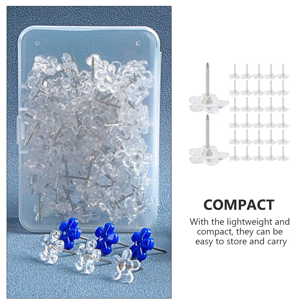

100pcs Flower Shaped Pushpins Compact Thumbtacks Multi-Function Replaceable Small Push Pins For Home Office Map Decoration