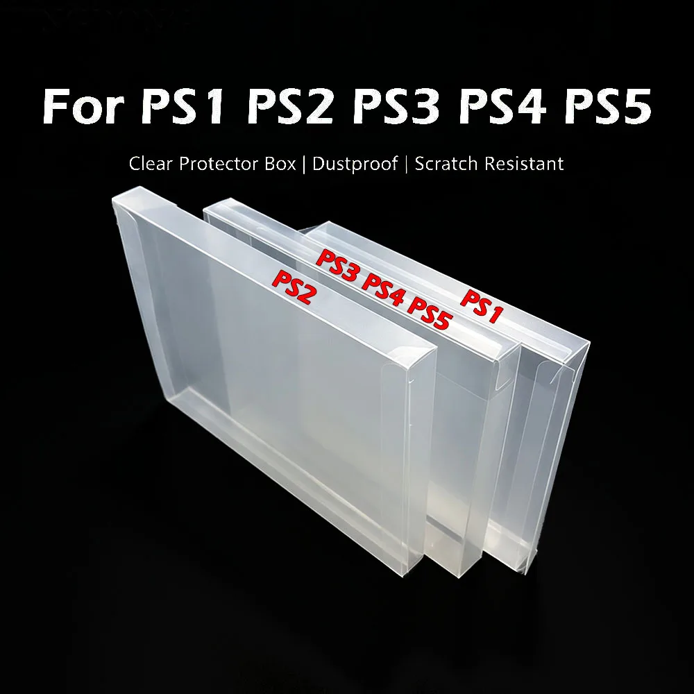 1‑10PCS Clear PET Game Protector Box For PS1 PS2 PS3 PS4 PS5,Display Storage Case For PS1 US JP EU CD Game Cartridge Transparent