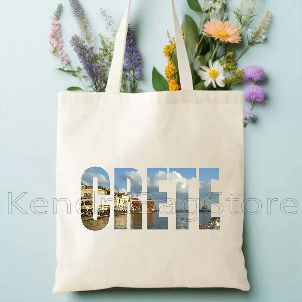 الجمالية ناكسوس كريت اليونان سانتوريني شاطئ الغروب الرجال النساء قماش حقيبة كتف Harajuku المتسوق القطن حقيبة يد للتسوق