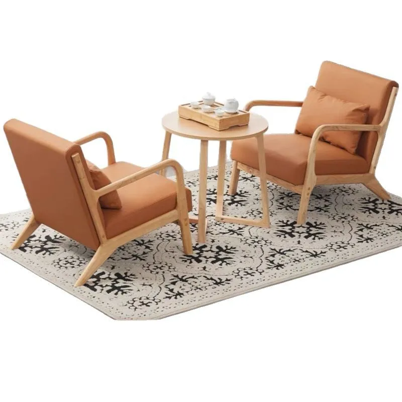 

New table and chair combination small apartment with one table and two chairs solid wood leisure simple balcony sofa chair dormi
