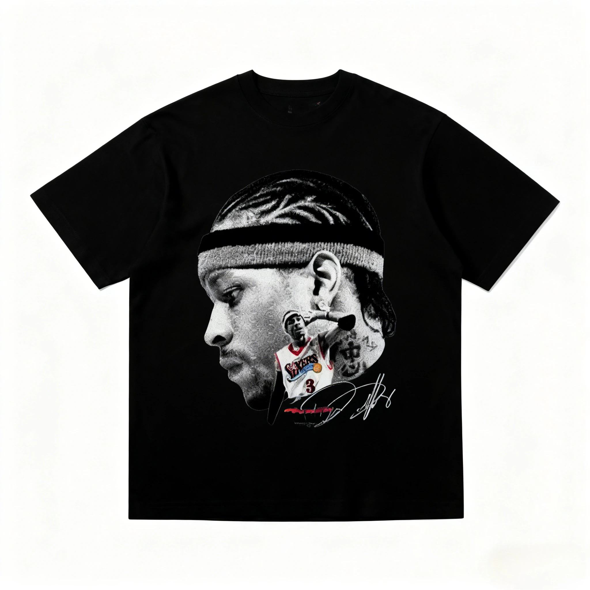 Short Sleeved Round Neck Y2k Tshirt Men Clothing New in Top & Tees Mens T-Shirt Iverson Big Head Printed Basketball Star 72102