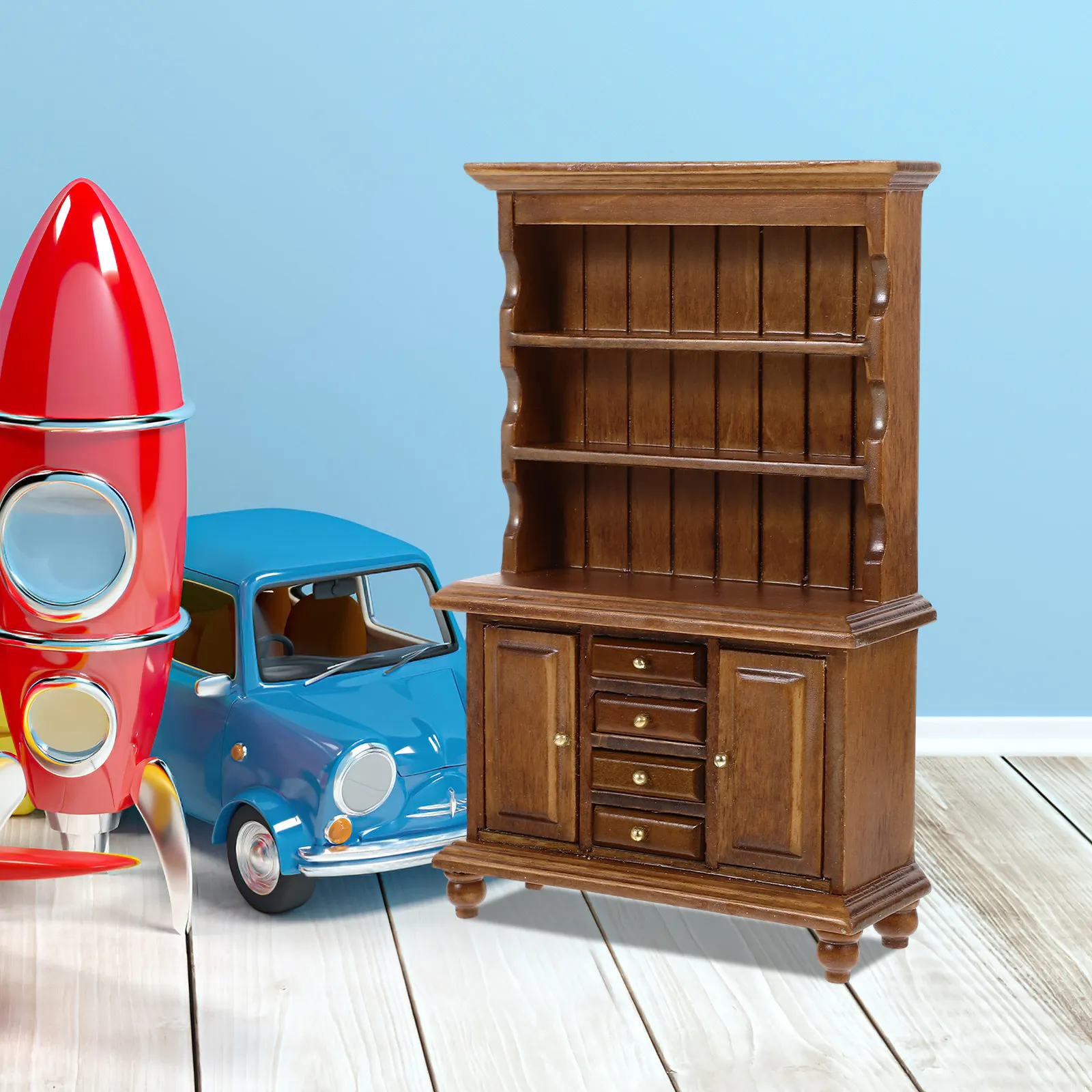 

1:12 Scale Miniature Bookshelf Wooden Mini House Furniture Realistic Dollhouse Decor Compact Lightweight Craft Display Shelf