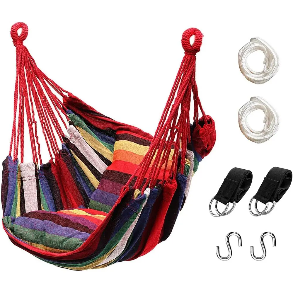 Max 300 lbs Capacity Hanging Rope Swing Chair, Durable for Indoor or Outdoor Use, Suitable for Home, Bedroom, Patio, Yard (Pillo