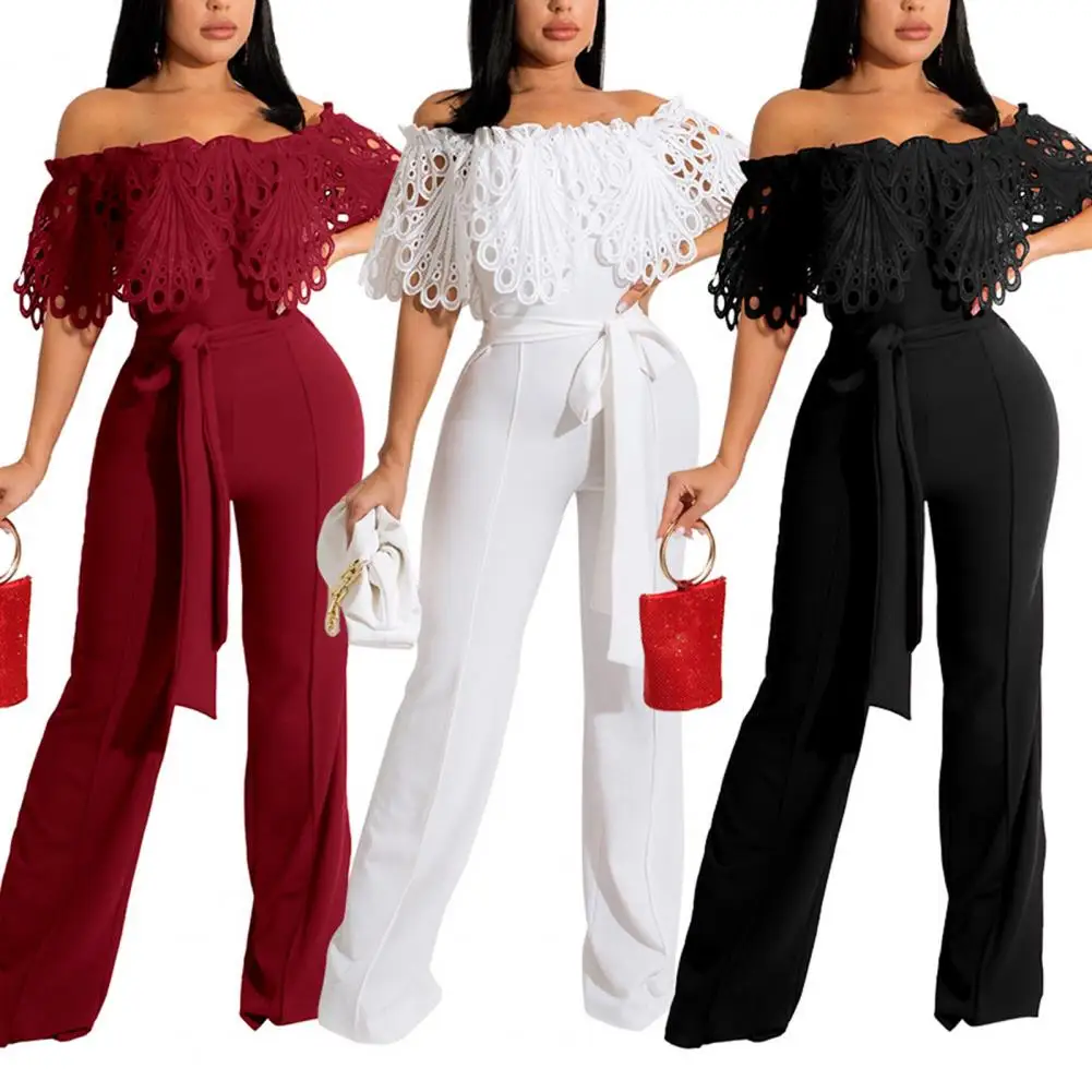 

Women Romper Solid Color Sexy Straight Soft Shirring Hollow Out Cape Sleeveless Ruffle Summer Jumpsuit Overalls Women's Clothes