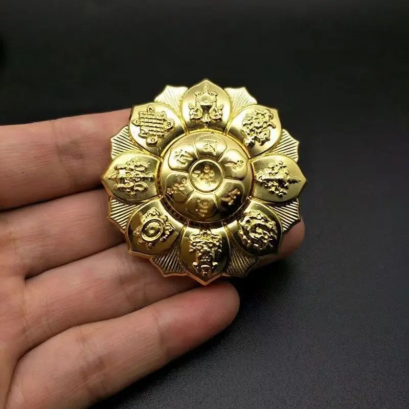 Thumb Turn Round Wheel Buddhism items, Tantra Crafts Alloy Material Crafts, Automatic Rotation Six-word Mantra, constellation