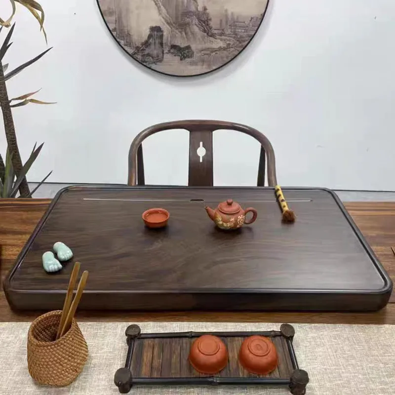 

Rectangle Wooden Tea Tray Luxury Office Valet Drainage Chinese Long Tableware Tea Tray Living Room Bandejas Home Decorationgs