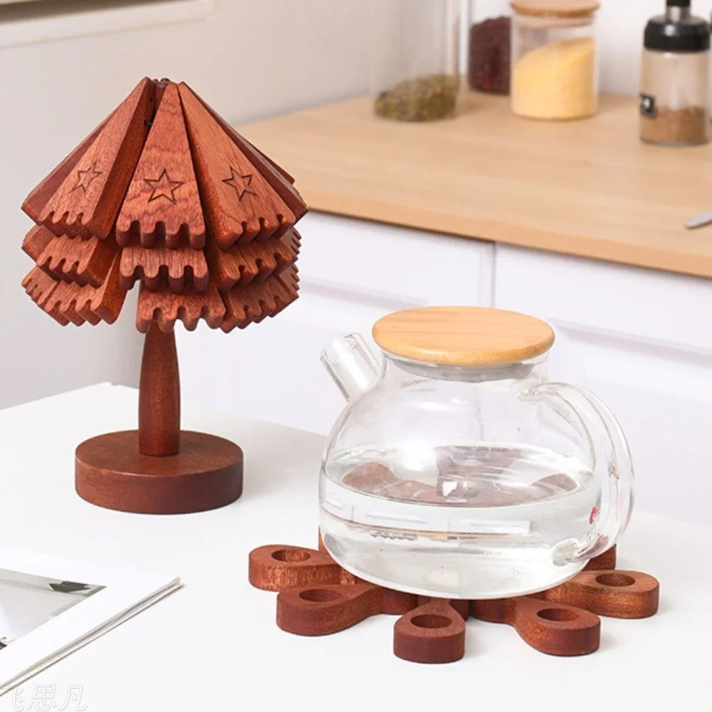 

Christmas Tree Insulation Mat Solid Wood Dining Table Anti Scalding Mat Pot Mat Creative And Personalized Home Decoration