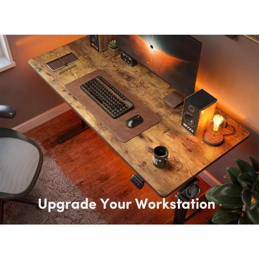 Electric Standing Desk, 48 x 24 Inches Height Adjustable Stand up Desk, Sit Stand Home Office Desks, Computer Desks,Rustic Brown