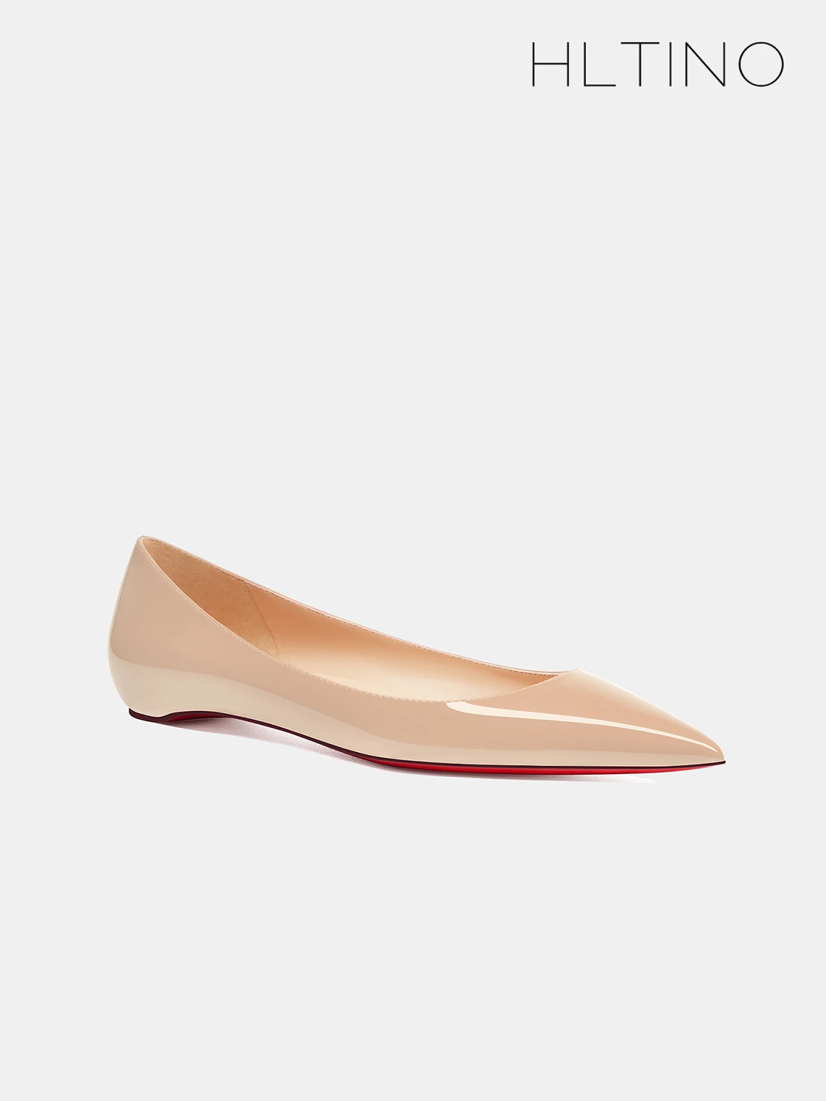 HLTINO Plus Size 43 Women Flats 2cm Casual Hidden Heel Shoes Nude Patent Leather Low Heel Spring Summer