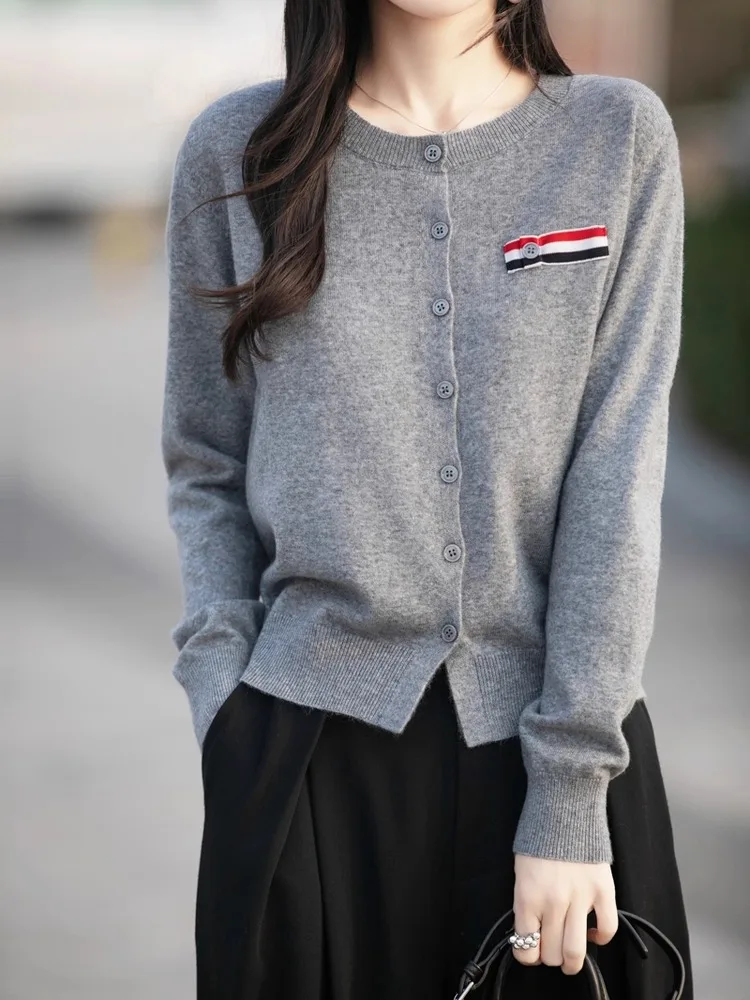 Cardigan ouvert tricoté Long Sve pour femme, vêtement d'extérieur, manteau d'université, petit irt, nouvelle collection printemps automne